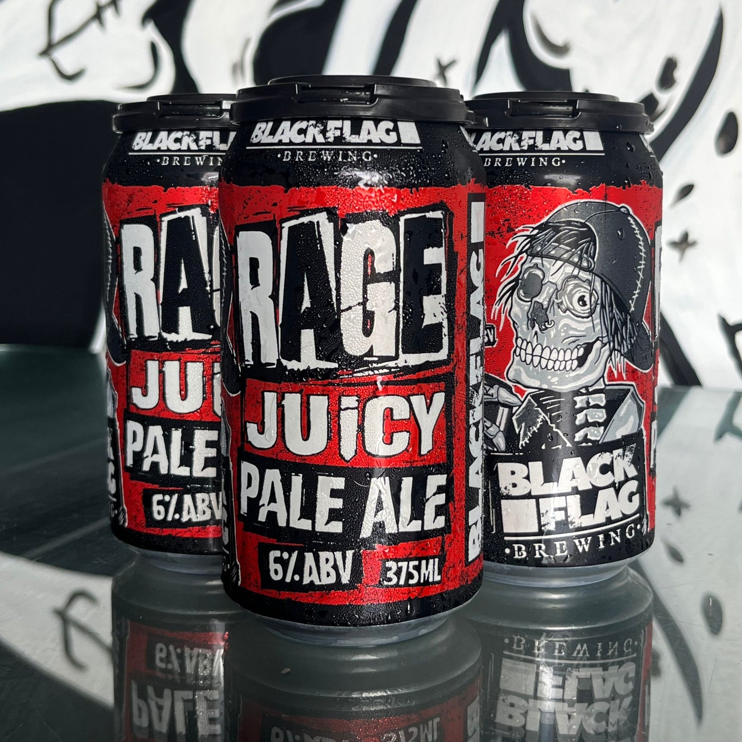 Blackflag Brewing Rage Juicy Pale Ale cans.